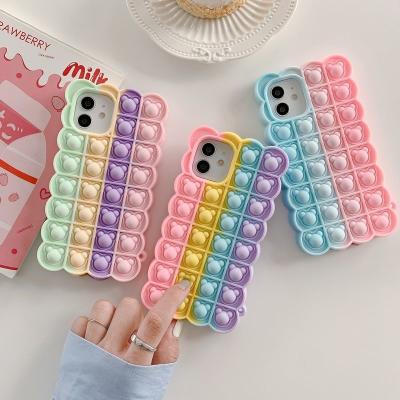 China Toy Other Toys Squeeze Bubble Noise Buster Stress Relief Phone Case Mulicolor Silicone Phone Case 21*4.5*3.3cm for sale