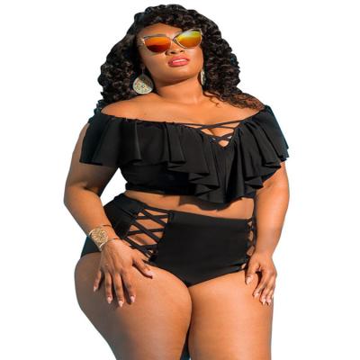 China Breathable Women Plus Size High-Waisted Swimwear Printed Bikini With Rope Over The Shoulder Swimwear for sale