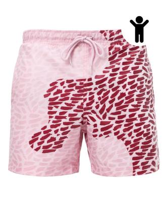 China Breathable Swim Trunks Shorts For Kids Children Logo Color Change Stone Print Tie Front Daddy And Me Custom Trunks for sale