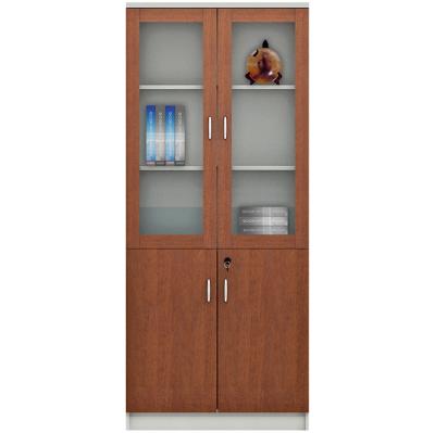 China Modern popular new design wood bookcase with glass doors for sale