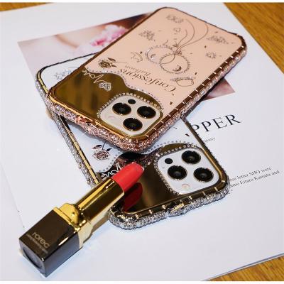 China 2021 Hot Sale Shockproof Cell Phone Case Luxury Mirror With Diamond For iPhone 12 PRO MAX MINI Case for sale