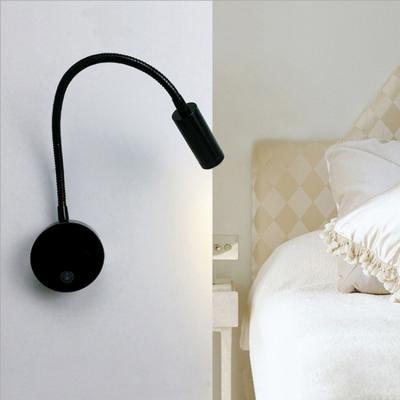 China 1*3W Modern Flexible Gooseneck LED Reading Lamp Bedside Wall Light With Switch for sale