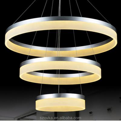 China Hot Selling Modern Aluminum Acrylic Light Bedroom Office High Light Efficiency Pendant Frame Round Chandeliers and Pendant Lights for sale