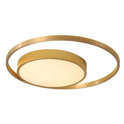 China Surface Mounted Single Round Golden Bedroom Ceiling Lamp for sale