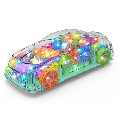 China Eco-friendly Material Battery Operated Transparent Car Toys Music Light And Speed ​​Electric Racing Cars For Kids for sale