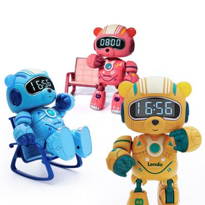 China Cartoon Bear Alloy Seat and Multifunctional Smart Voice Digital Bear Music Electronic Animal Alarm Clock Children Play for sale