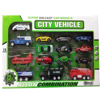 China Super Friction Toy 15 PCS Alloy Diecast Car Models Toys Sliding Car Made In China Factory for sale