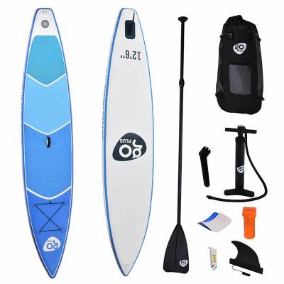 China Alansma 12.5' Inflatable Stand Up Paddle Board PVC & EVA Blue Surfboard for sale