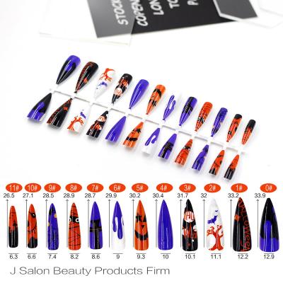 China 240pcs/box design hotsale halloween style nail tips fake halloween cobweb nails for sale