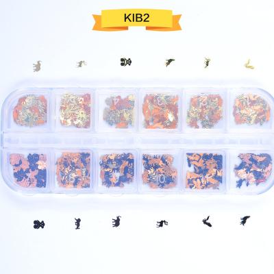 China 12 Slot Cooper Metal Animal Shape Nail Art Flakes Glitter Glitter Nail Art Flakes for sale