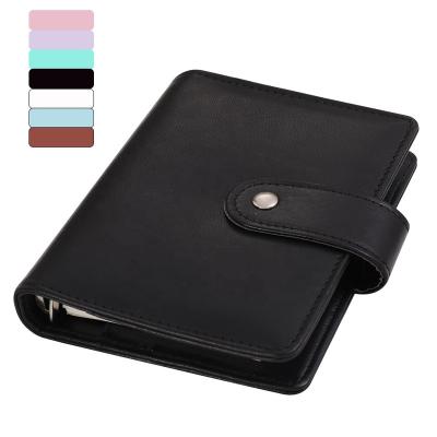 China Brown Teal Blue A7 Buckle Closure 6 RING Portable Wallet Binder Black Pink White Macaroon with Envelopes, Stickers and Sheets Available for sale