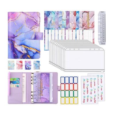 China Amazon Hot Sale A6 Buckle Closure Binder Set with 12pcs Label Grade Stickers, 12pcs Budget Sheets, 12pcs Zipper Envelopes and 1 Ruler for sale