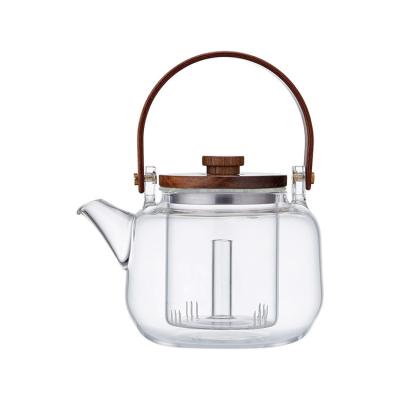 China Sustainable Wholesale High Temperature Resistant Glass Beverage Teapot With Hammer Pattern Teapot for sale