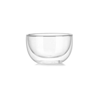 China Sustainable Double Walled Glass Salad Bowl Glass Cereal Bowl For Desserts Yogurt Nuts Fruit Cerea Hot And Cold Bowl for sale