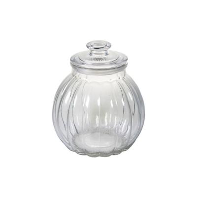 China Viable Glassware Factory Wholesale Customize Kitchen Biscuit Food Storage Pumpkin Glass Jar for sale