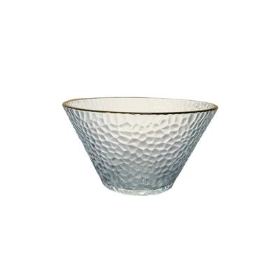 China Sustainable New Design Hammered Rim Texture Glass Bowls Customized Glass Fruit Bowl For Home for sale