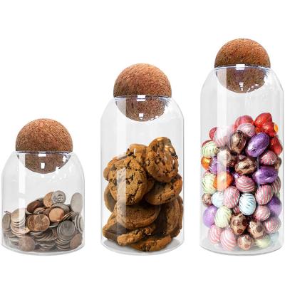 China Viable Glass Airtight Jar Kitchen Food Storage Canisters Candy Jars Shake Airtight Canister Bamboo Wooden Lids for sale