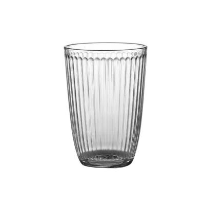 China Viable Factory Wholesale Vintage Handmade Juice Milk Cocktail Bar Glass Vertical Striped Drinks Mug With Gold Rim for sale