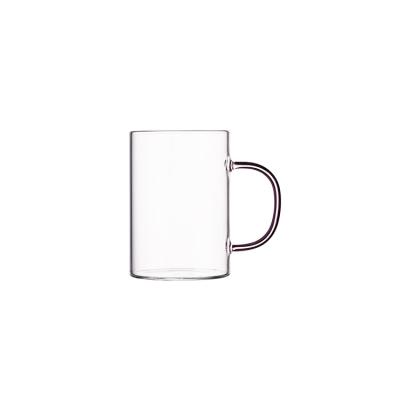 China Sustainable High Quality Water Cup WithColorful Handle Drinking Coffee Mugs Colored Tea Cups Glass Mugs for sale