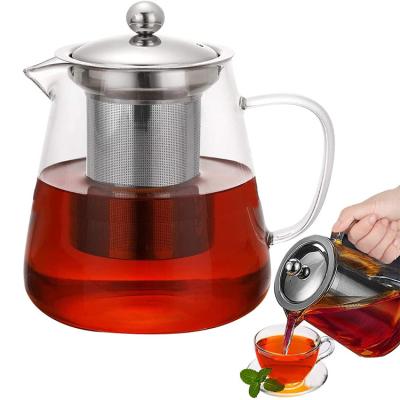 China High Sustainable Borosilicate Square Shaped Glass Tea Set Glass Teapot For Tea With 304 Stainless Steel Lid And Filter for sale