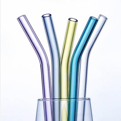 China Food Grade Viable Color Straw Borosilicate Glass Stained Glass Eco Friendly Reusable Drinking Straws for sale