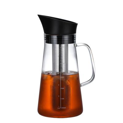 China 2-Mode Measured Ice Hot And Cold Viable Extract Pot Coffee Glass Coffee Maker Brew Water Bottle Non-rust Filter Coffee Pot for sale