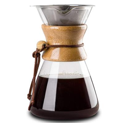 China Viable Clear Glass Heat Resistant V60 Handmade Drip Coffee Maker Slice Glass Coffee Pot Pour Over Coffee Maker for sale