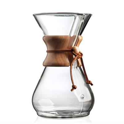 China Sustainable Hand Drip Coffee Maker Slice Glass Coffee Heat Resistant Pot With Stainless Steel Filter for sale