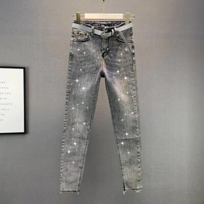 China Breathable #Mingyang# Slim Pencil Diamonds Fashion High Waist Jeans for sale