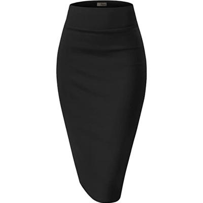 China #Mingyang# Breathable Women Premium Nylon Stretch Office Pencil Skirt Made Below Knee for sale