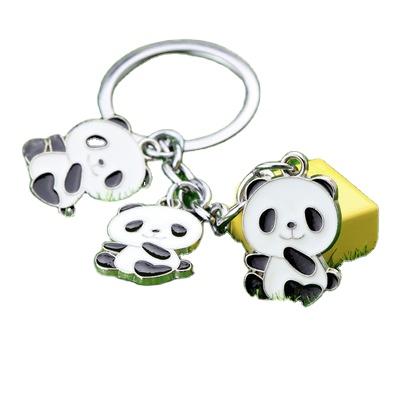 China Custom Car Keychain Panda Logo Pendant Keychain Car Pendant Creative Gift Wholesale Zinc Alloy for sale