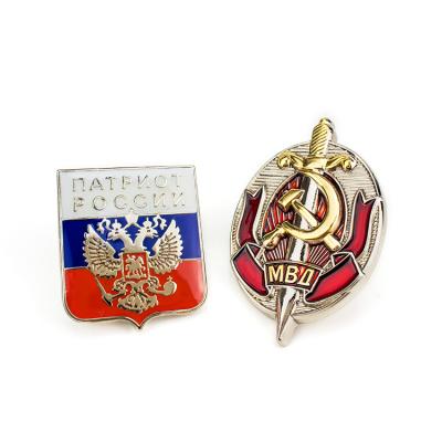 China Europe Customized USSR Soviet Union Zinc Alloy Lapel Pins Badge Kgb Russia Military Badges for sale