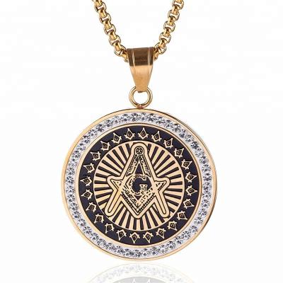 China Wholesale Mens Gold Stainless Steel Fashion Masonic Necklace for sale