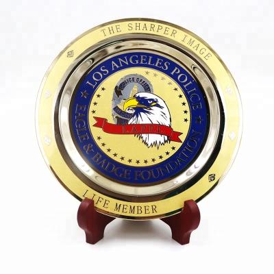 China Europe Customized Logo 24K Gold Plated Souvenir Eagle Hard Enamel Metal Plate for sale