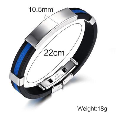 China Custom Stainless Steel Logo Fashion Silicon Stainless Steel Bracelets For Men for sale