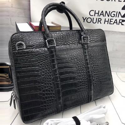 China Business Style Genuine Crocodile Belly Skin Men's Working Bag Briefcase Exotic Real Alligator Leather Male Large Handbag for sale