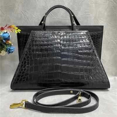 China Authentic Crocodile Belly Skin OL Lady Large Working Purse Female Handbag Genuine Alligator Leather Women Shoulder Bag for sale