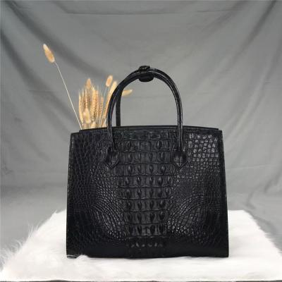 China Authentic Crocodile Skin Women Black Totes Purse Genuine Alligator Leather Lady Shoulder Bag Female Three-way Handbag for sale