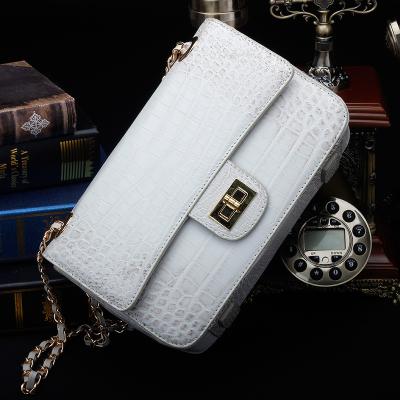 China Luxury Genuine Crocodile Belly Skin Gold Hardware Lady Evening Flap Purse Alligator Leather Women Single Shoulder Bag for sale