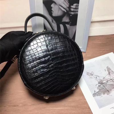 China Authentic Crocodile Belly Skin Women Small Circular Purse Genuine Alligator Leather Lady Mini Handbag Cross Shoulder Bag for sale