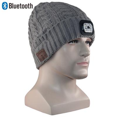 China Blue Headband AC Earphone Hat Earphone Tooth Hat, Winter Hat Beanie With Wireless Music Hat And LED Light for sale