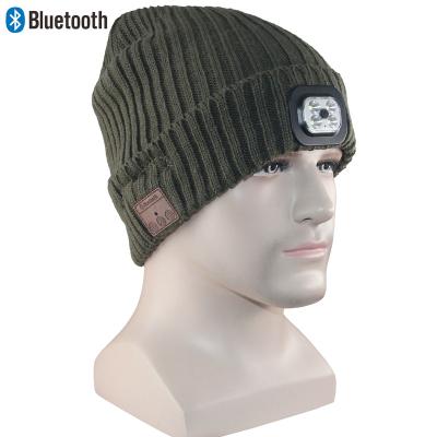 China Blue Headband AC Earphone Hat Earphone Tooth Hat, Winter Hat Beanie With Wireless Music Hat And LED Light for sale