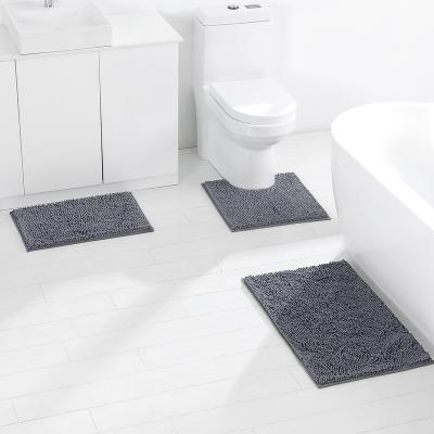 China Paidu 3pcs Bathroom Mats Polyester Fluffy Non-Slip Foot Mats Doormat Cushion Absorbent Bath Soft Viable Mat for sale