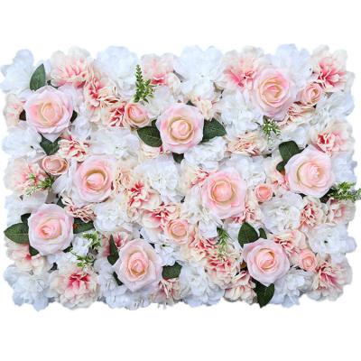 China Environmental artificial flower wall background wall decoration simulation stage road wedding artificial wedding fake rose silk flower for sale