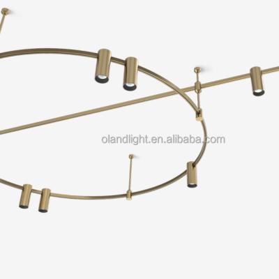 China Minimalist 24VDC LED Work Brass Magnetic Combination Hanging Track Light Rail Pendant Lamp for sale