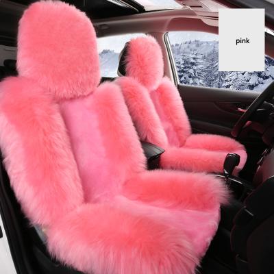 China New Winter Soft Australian Pure Leather Seat Cover Female Fur One Car Cushion Wool Seat Cover Plush Car Cushion for sale