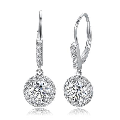 China TRENDY new fashion fine jewelry luxury custom earrings silver 925 sterling women 6.5MM moissanite cluster earrings for sale