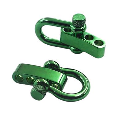 China Retail industry metal hardware tool green color alloy metal bow shackle d shackle paracord buckle new for sale