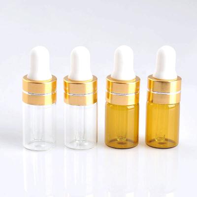 China Cosmetic Essential Oil Dropper Bottles 1ml 2ml 3ml 5ml Colorful Slim Glass Bottles With Glass Dropper On Hot Sale for sale