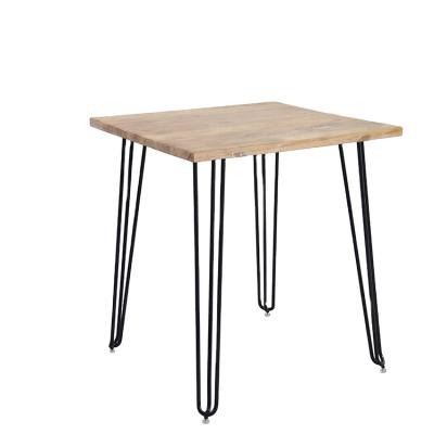 China Modern Metal Leg Wire Use Wooden Dining Bar Cafe Restaurant Set Table And Chair for sale